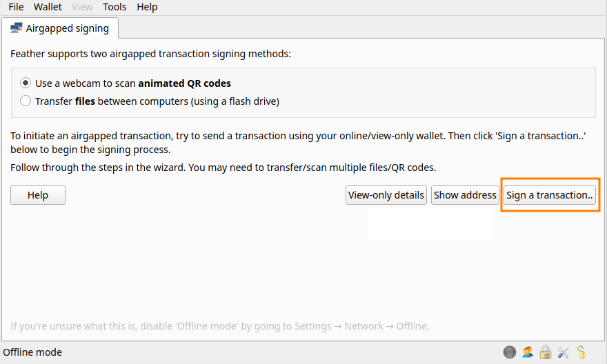 Click ‘Sign a transaction..’