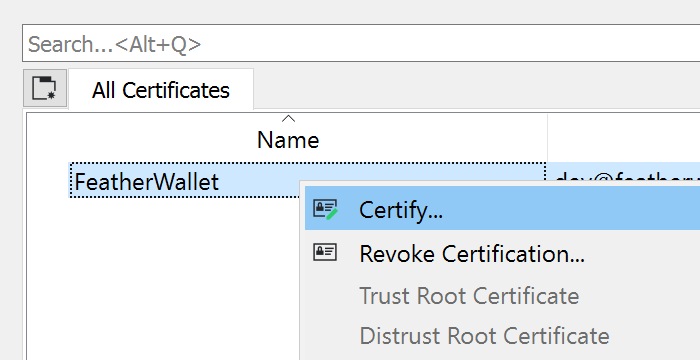 Right click → Certify